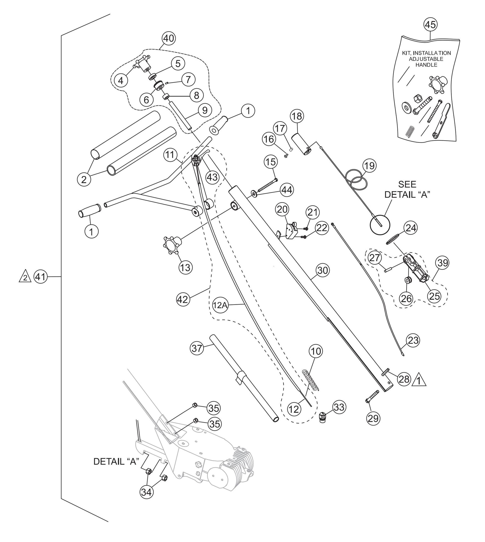 B46 Series Standard Handle Assembly Parts by Multiquip Whiteman