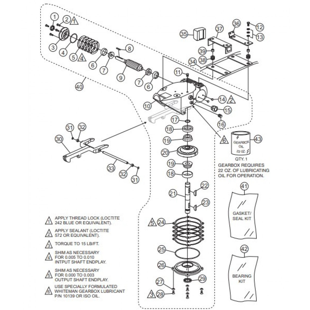 BA-Series Gearbox and Engine Mounts Assembly. Parts by Multiquip Whiteman.