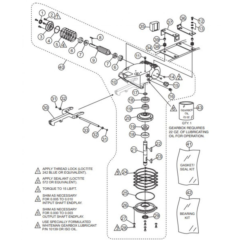 BA-Series Gearbox and Engine Mounts Assembly. Parts by Multiquip Whiteman.