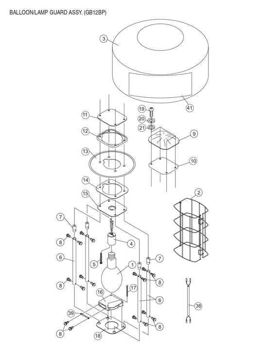 GB12BW/BS/BP Balloon/Lamp Guard Assembly Parts by Multiquip
