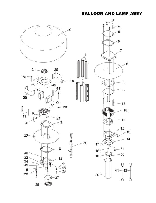 GBC8LED GloBug Lighting System Balloon And Lamp Assembly Parts by Multiquip