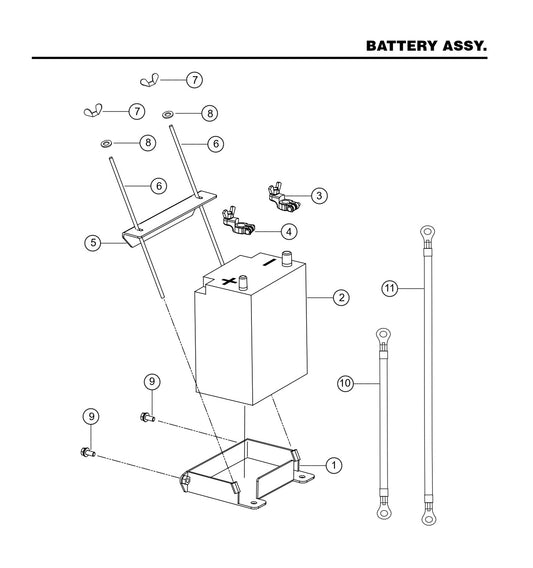 GBX GloBug Lighting System Battery Assembly Parts by Multiquip