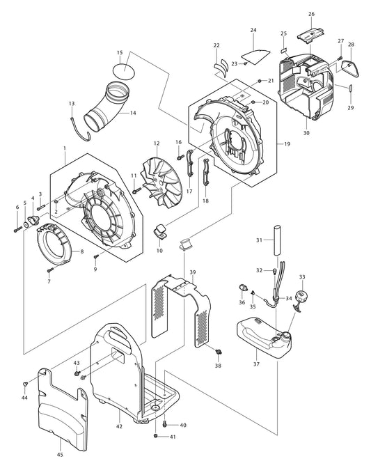 BBX7600CA Volute Case, Cushion, Fuel Tank Assembly Parts