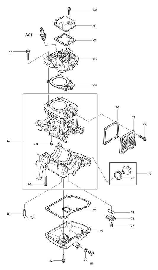 BBX7600CA Cylinder Crankcase Assembly Parts