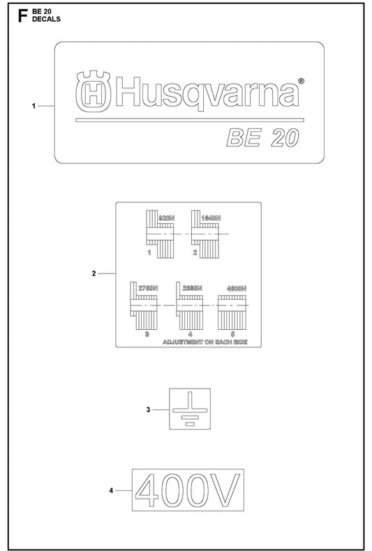 BE 20 Decals For BD Screed By Husqvarna