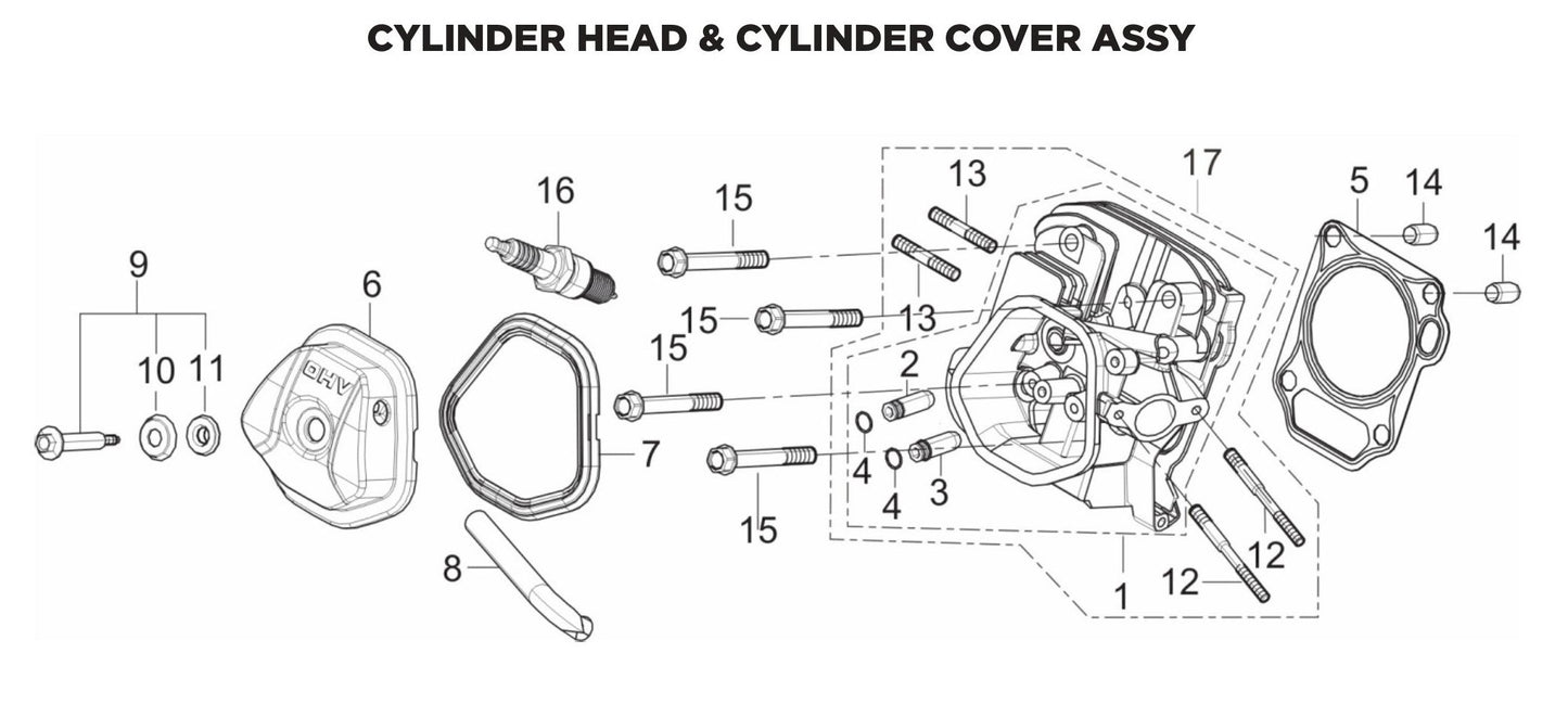 BE BE-6500ER Generator Cylinder Head and Cylinder Cover Assembly Parts by BE Power Equipment