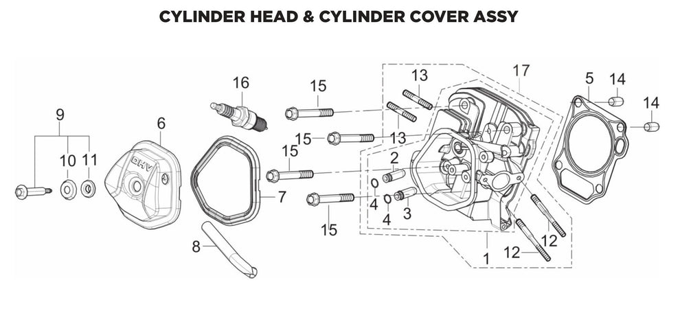 BE BE-6500ER Generator Cylinder Head and Cylinder Cover Assembly Parts by BE Power Equipment