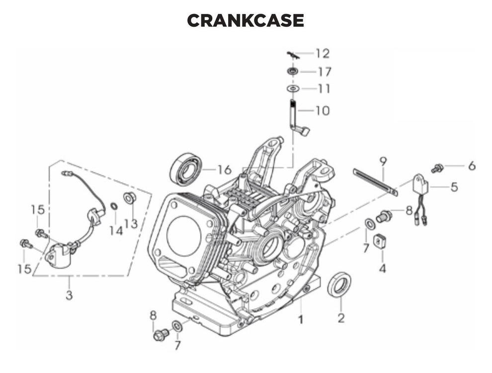 BE BE-6500ER Generator Crankcase Assembly Parts by BE Power Equipment