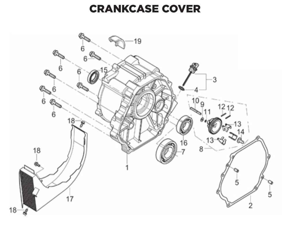 BE BE-6500ER Generator Crankcase Cover Assembly Parts by BE Power Equipment