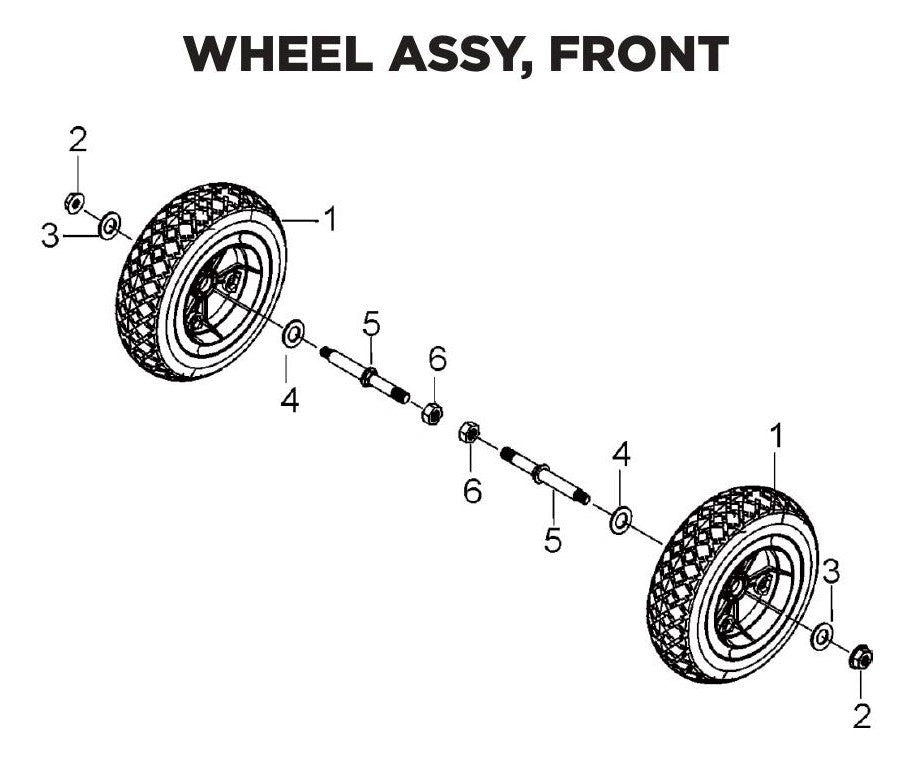 BE BE-6500ER Generator Wheel and Front Assembly Parts by BE Power Equipment