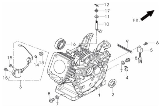 BE6500ER Generator Crankcase Assembly Parts by BE Power Equipment