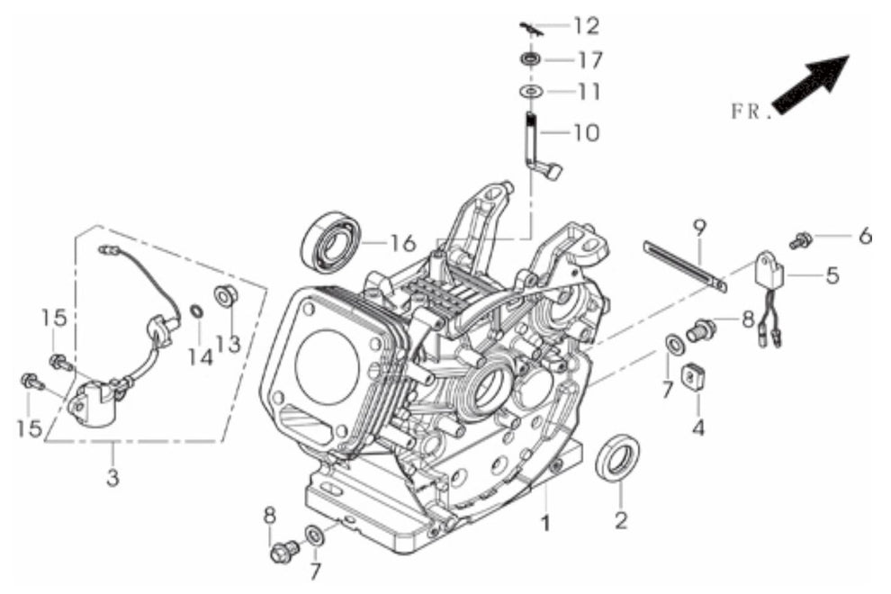 BE6500ER Generator Crankcase Assembly Parts by BE Power Equipment