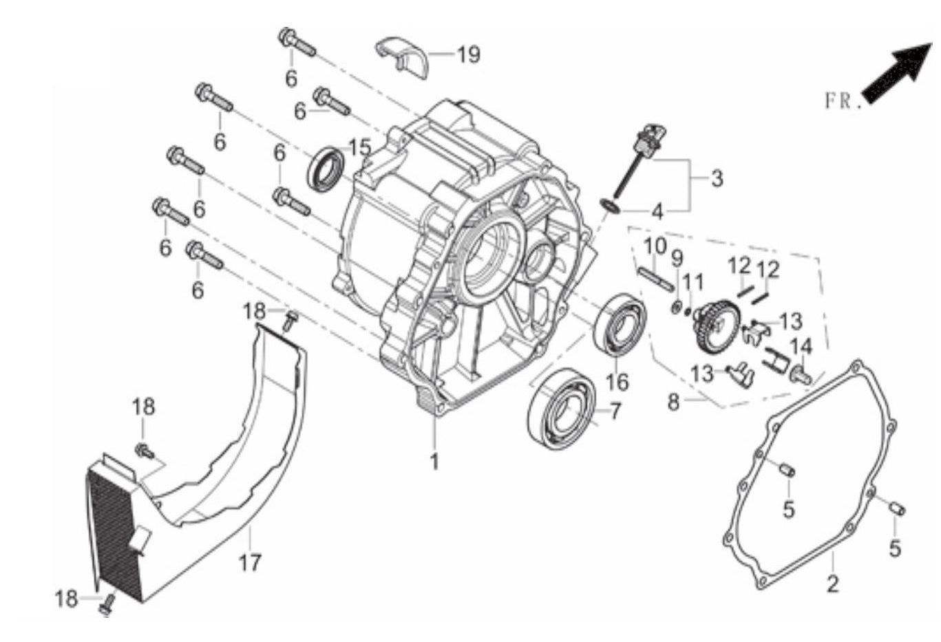 BE6500ER Generator Crankcase Cover Assembly Parts by BE Power Equipment