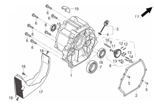 BE6500ER Generator Crankcase Cover Assembly Parts by BE Power Equipment