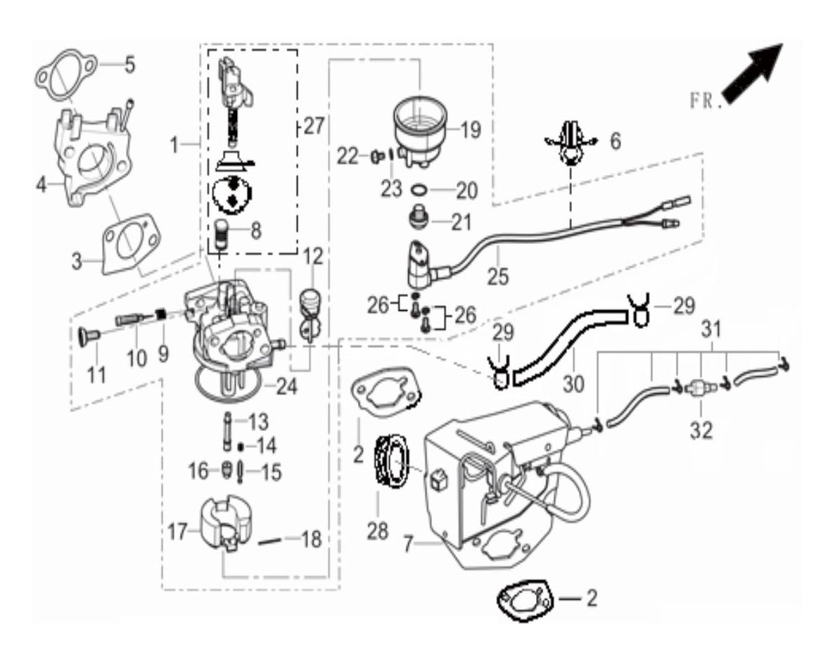 BE6500ER Generator Carburetor Assembly Parts by BE Power Equipment