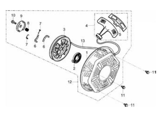BE9000ERUSC Generator Starter Assembly Parts by BE Power Equipment