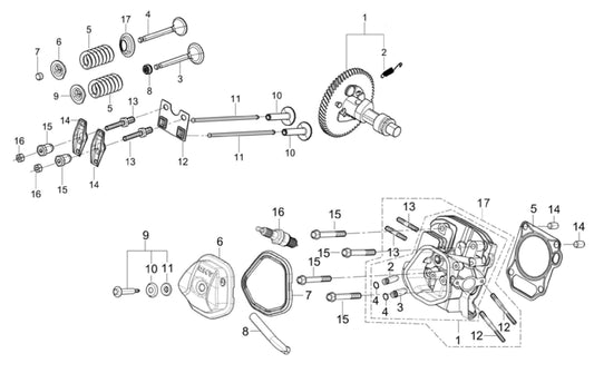 BE9000ER Generator Cylinder Head and Camshaft Assembly Parts by BE Power Equipment