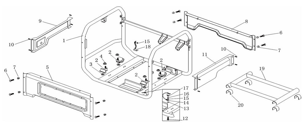 BE12000ER Generator Frame Assembly Parts by BE Power Equipment