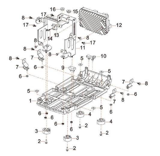 BEI2000L Inverter Generator Base Plate/Feet Assembly Parts by BE Power Equipment