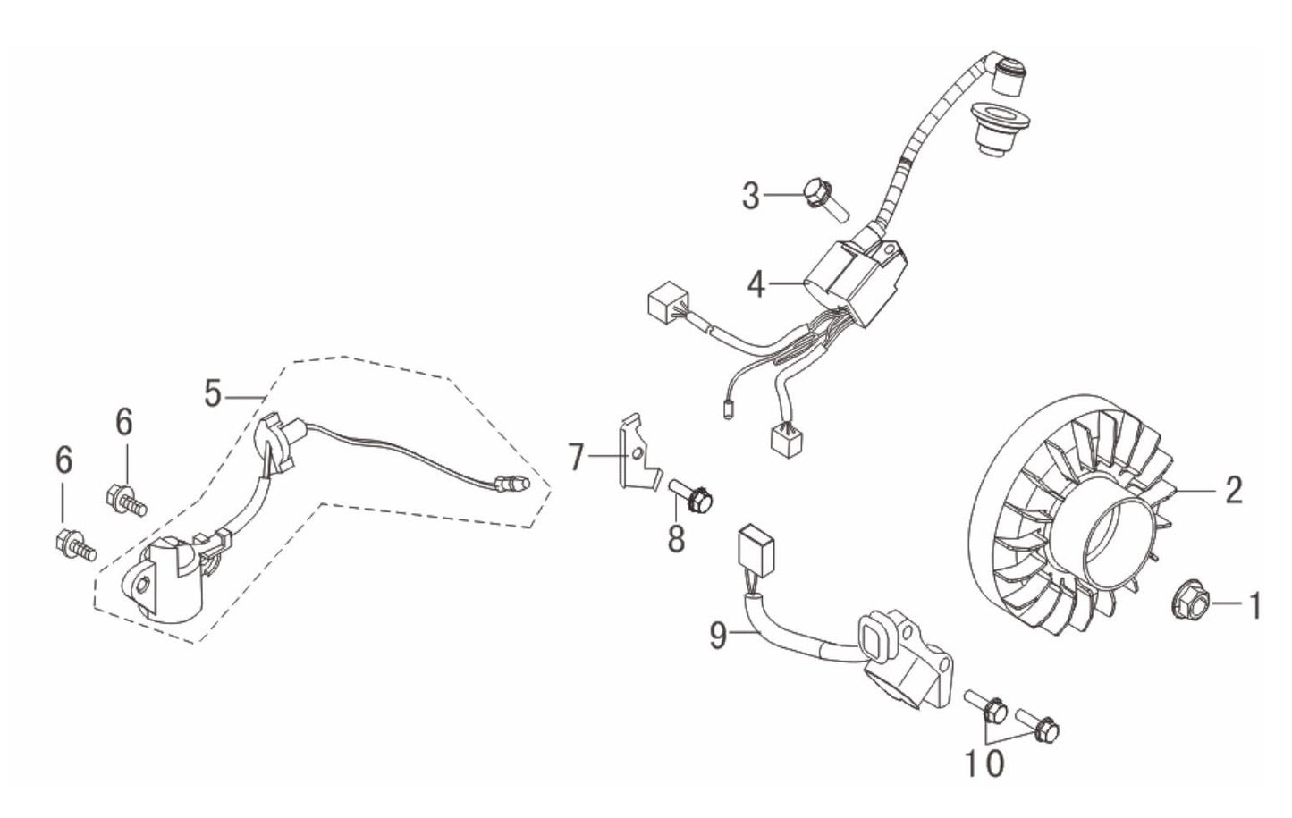 BEI2000L Inverter Generator Flywheel/Impeller/Ignition Coil Assembly Parts by BE Power Equipment