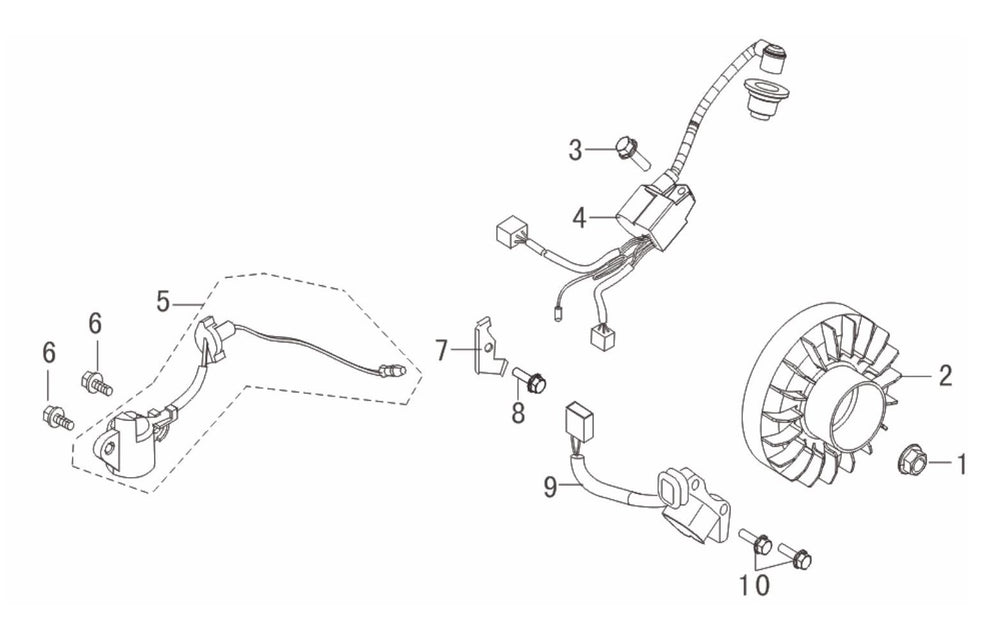 BEI2000L Inverter Generator Flywheel/Impeller/Ignition Coil Assembly Parts by BE Power Equipment