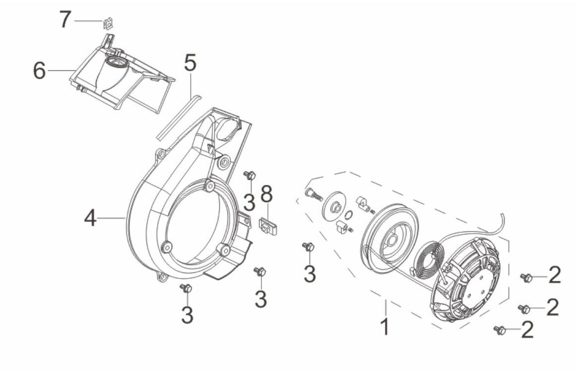 BE2100I Inverter Generator Recoil Assembly Parts by BE Power Equipment