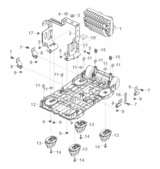 BE2100I Inverter Generator Bottom Panel, Mounting Bracket Assembly Parts by BE Power Equipment