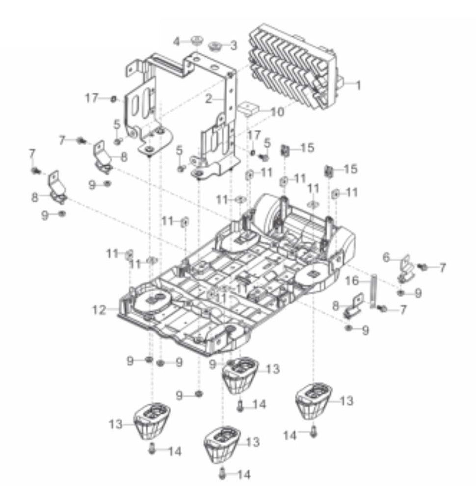 BE2100I Inverter Generator Bottom Panel, Mounting Bracket Assembly Parts by BE Power Equipment