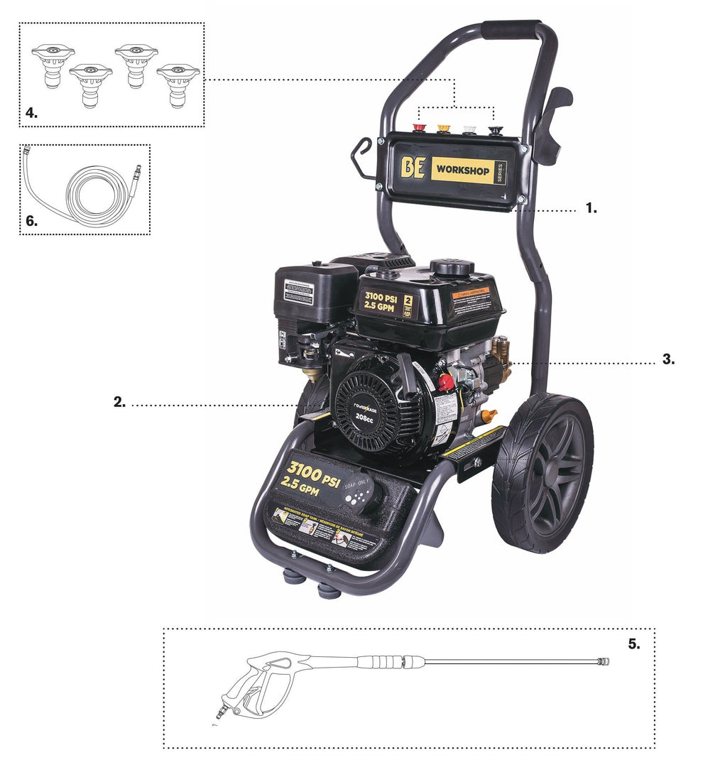 BE BE317RA Pressure Washer Assembly-1 Parts by BE Power Equipment