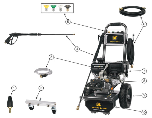 BE B347RX Pressure Washer Assembly Parts by BE Power Equipment