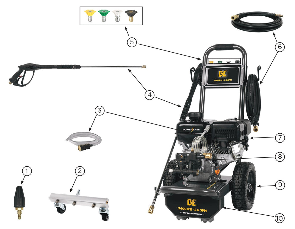 BE B347RX Pressure Washer Assembly Parts by BE Power Equipment