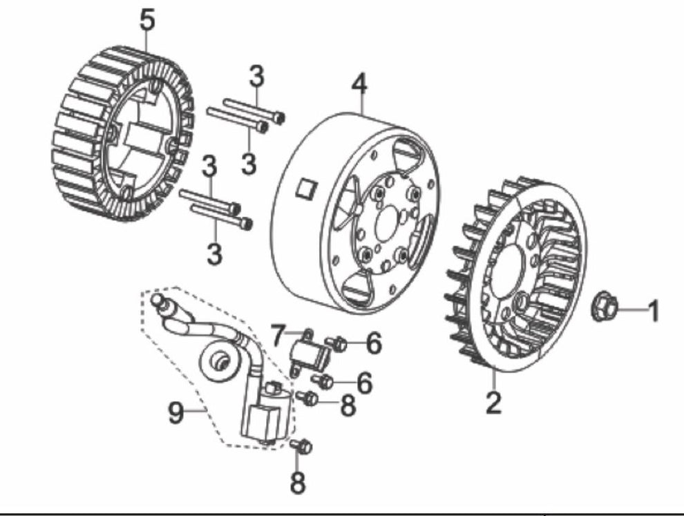 BE3600IE Inverter Generator Flywheel/Impeller/Starter Pulley/Ignition Coil Assembly Parts by BE Power Equipment