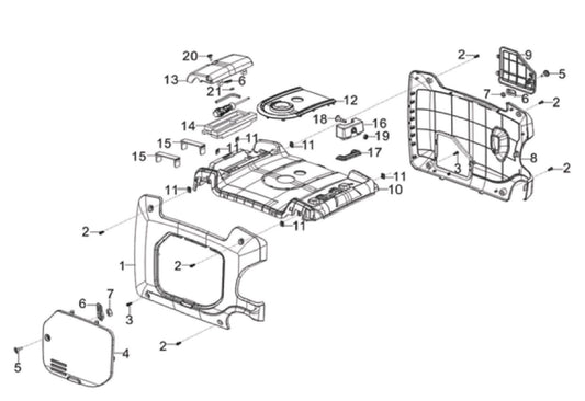 BE3600IE Generator Inverter Cover Assembly Parts by BE Power Equipment