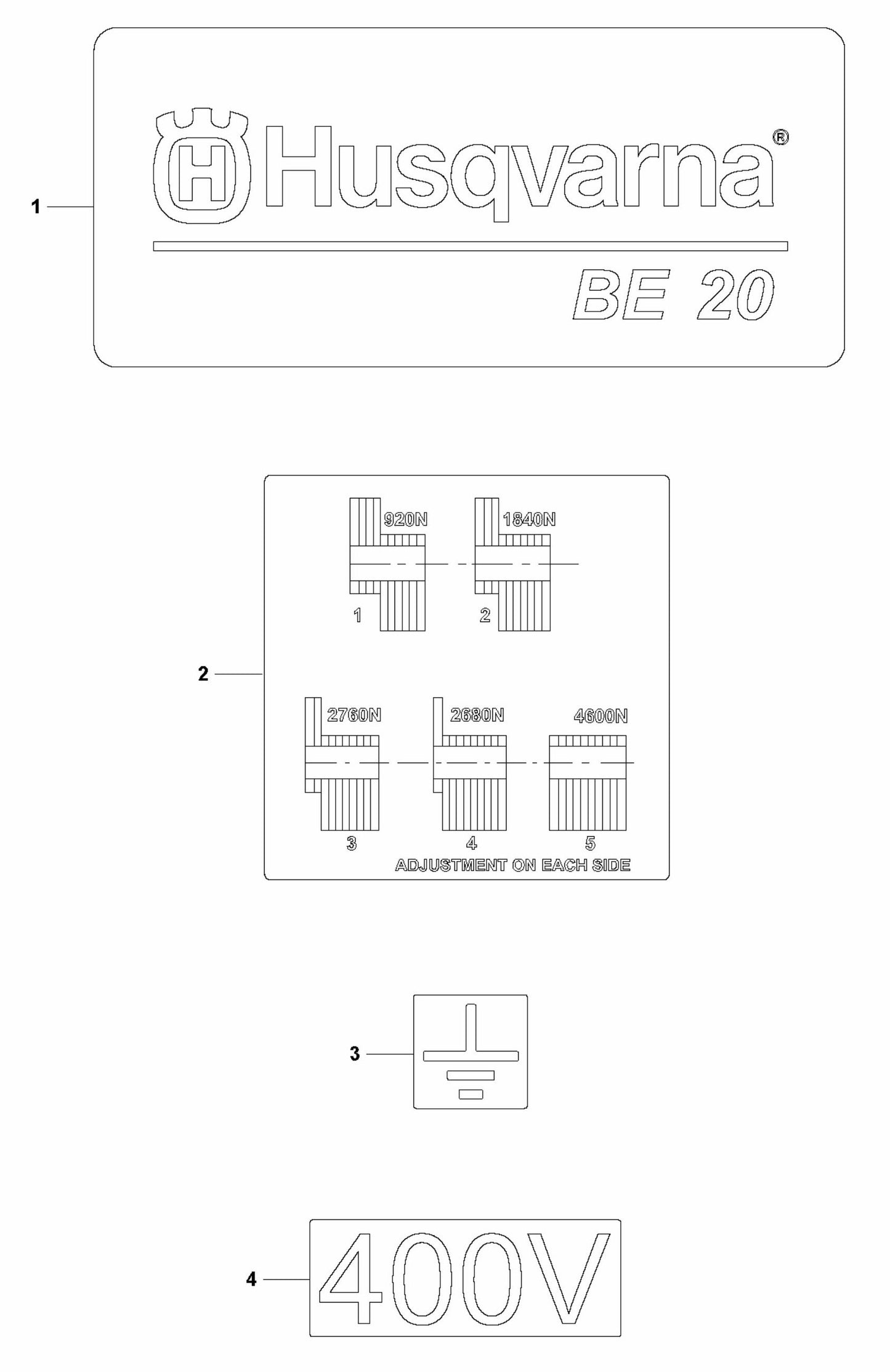 BE 20 Decals Assembly Parts for Concrete Screed Parts by Husqvarna
