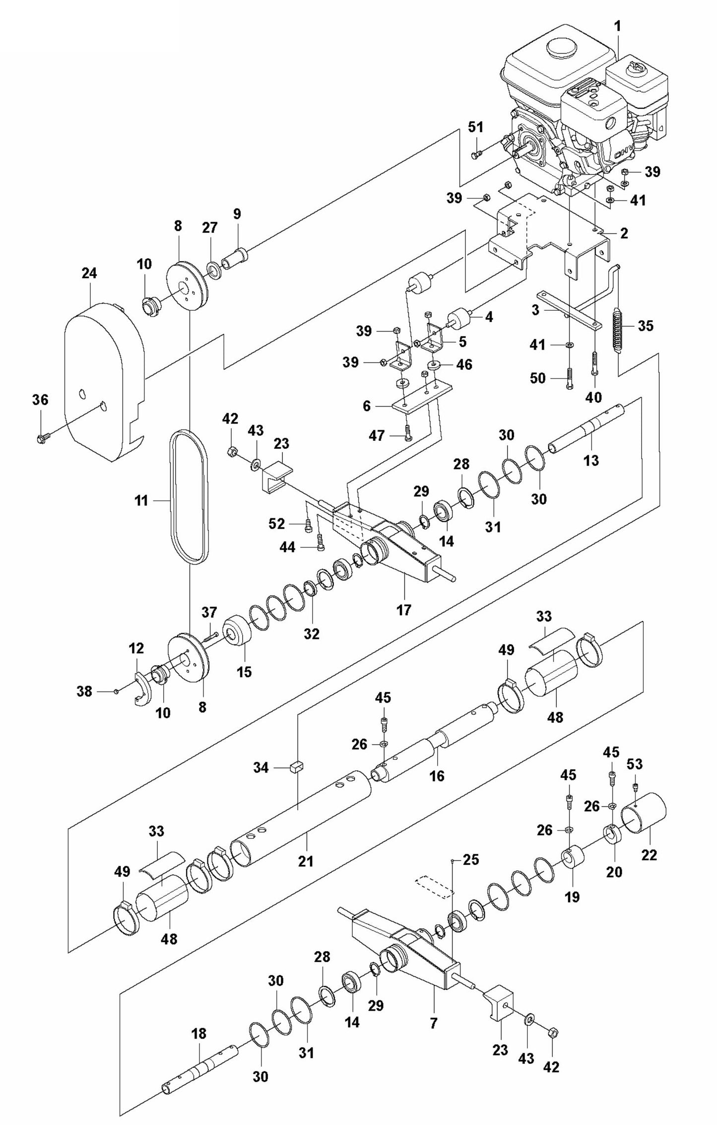 BE 30 Drive Unit Assembly Parts for Concrete Screed Parts by Husqvarna