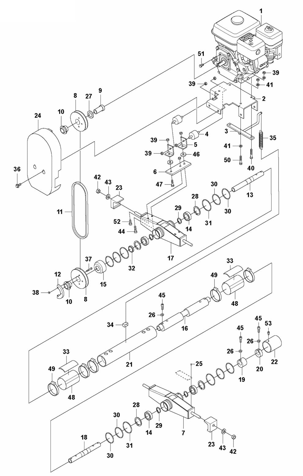 BE 30 Drive Unit Assembly Parts for Concrete Screed Parts by Husqvarna