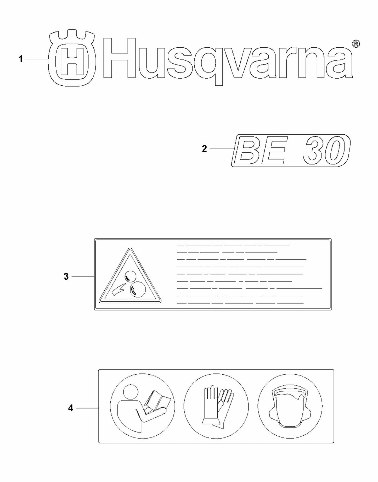 BE 30 Decals Assembly Parts for Concrete Screed Parts by Husqvarna
