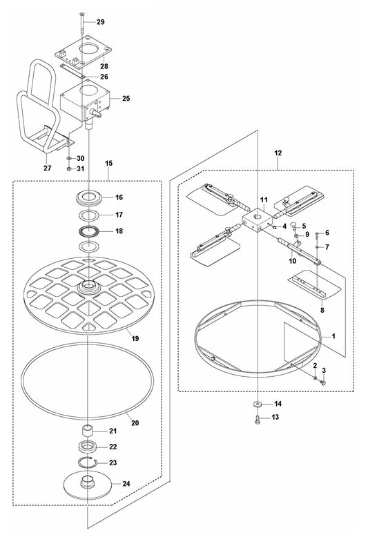 BG 245 E Blade Assembly and Protective Ring Assembly Parts