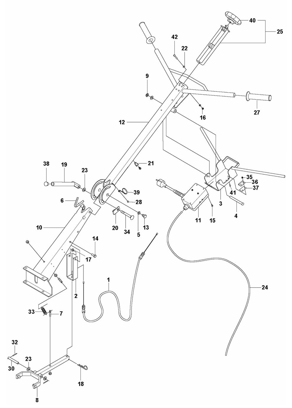 BG 245 E Handle Assembly Parts by Husqvarna