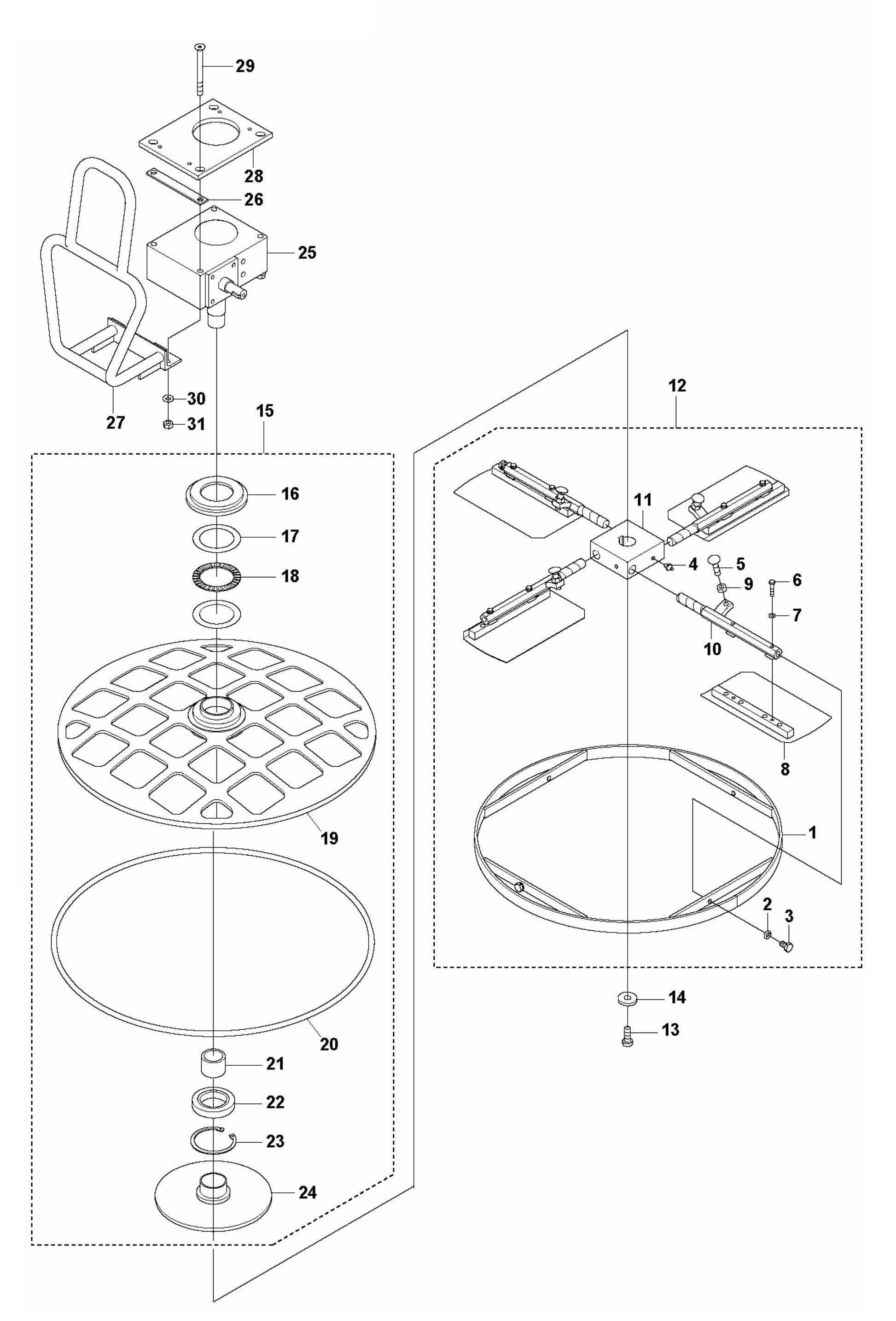 BG 245 Blade Assembly and Protective Ring Assembly Parts