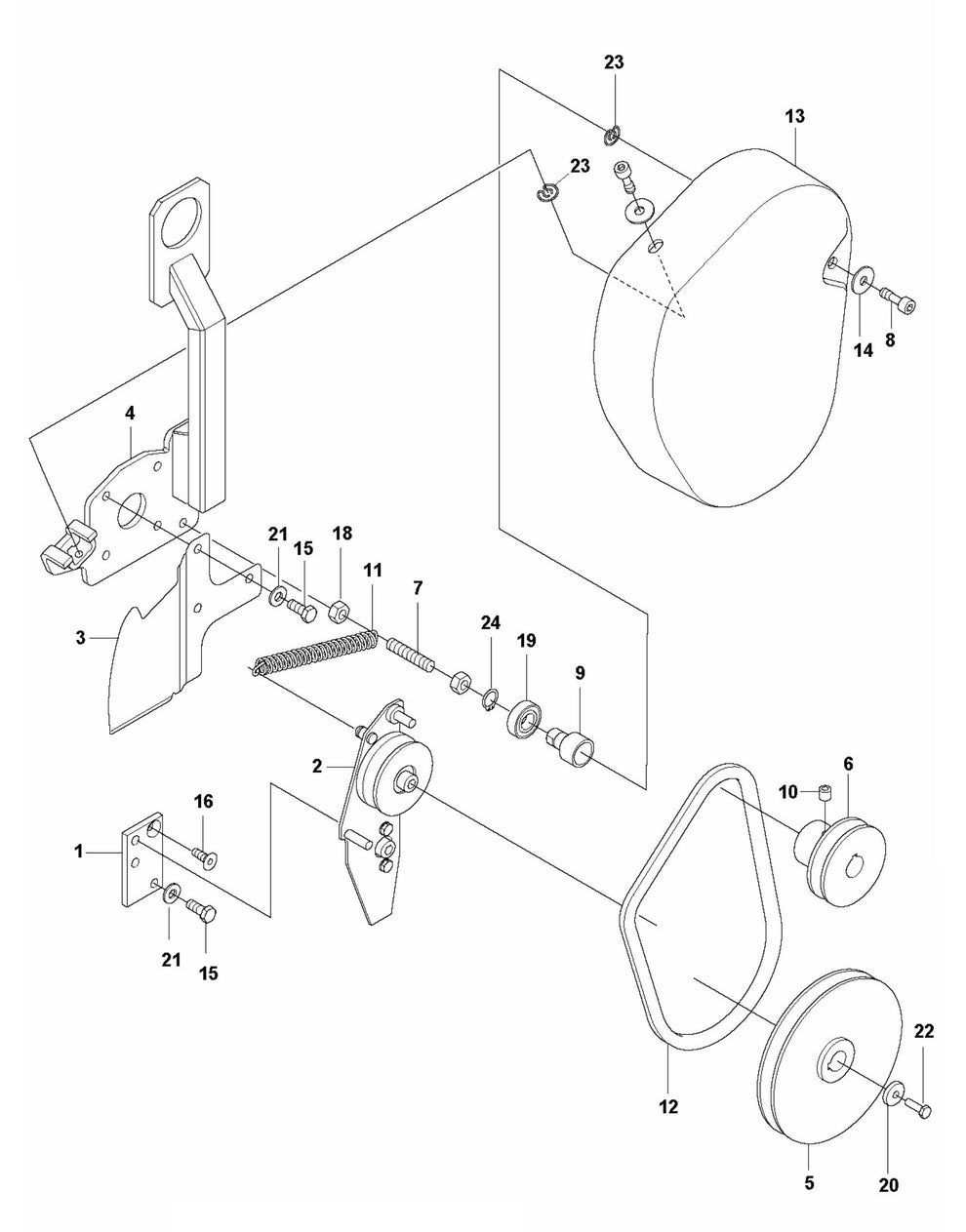 BG 245 H6 F Clutch and Pulley Assembly Parts by Husqvarna