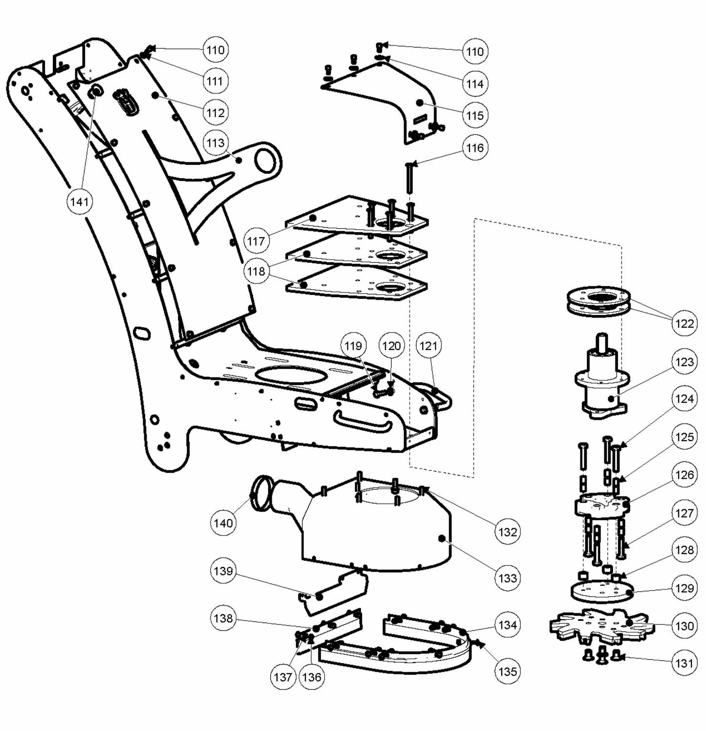 BG 250 P Frame, BU and Shroud Assembly Parts By Husqvarna