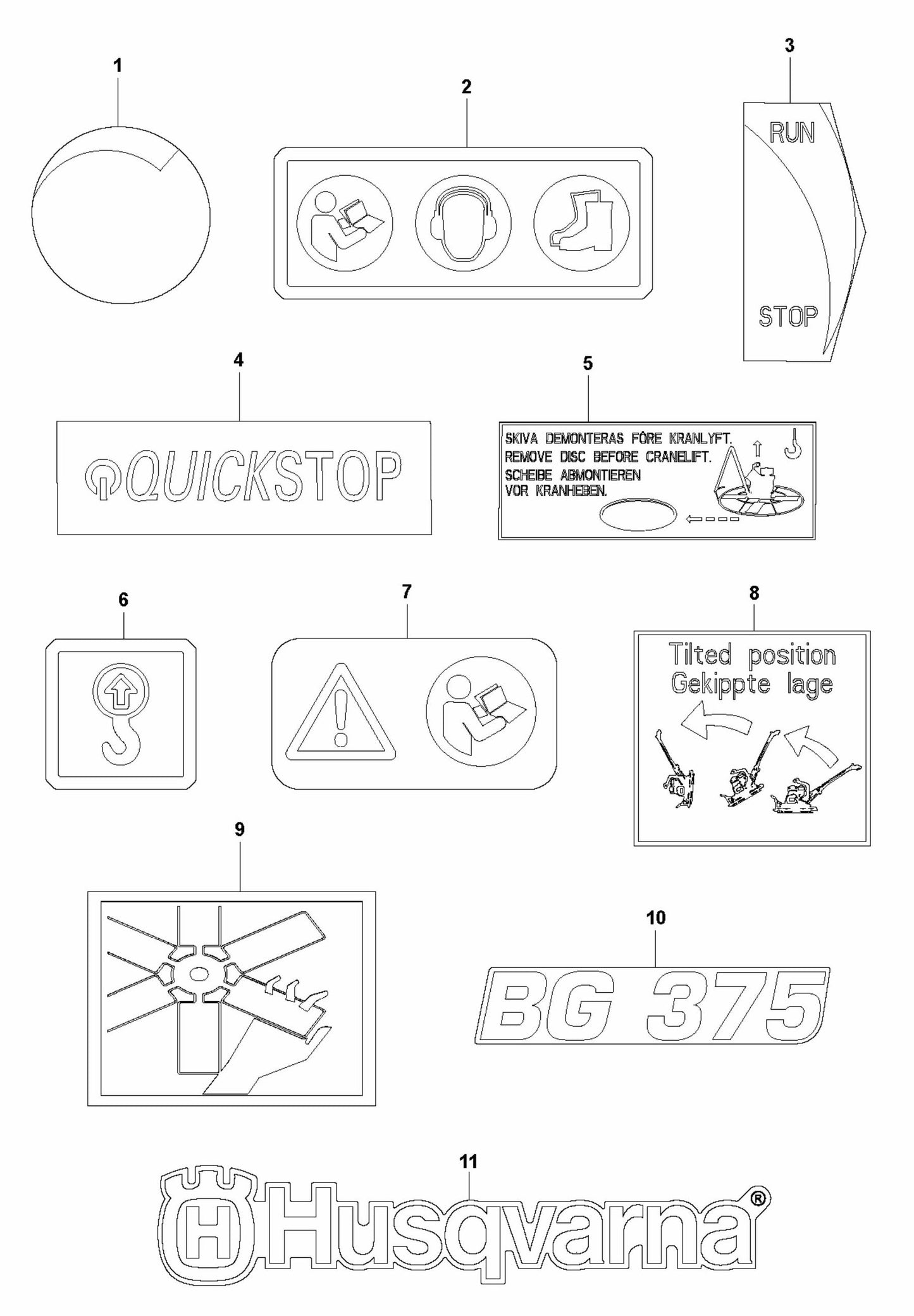 BG 375 Decals Assembly Parts