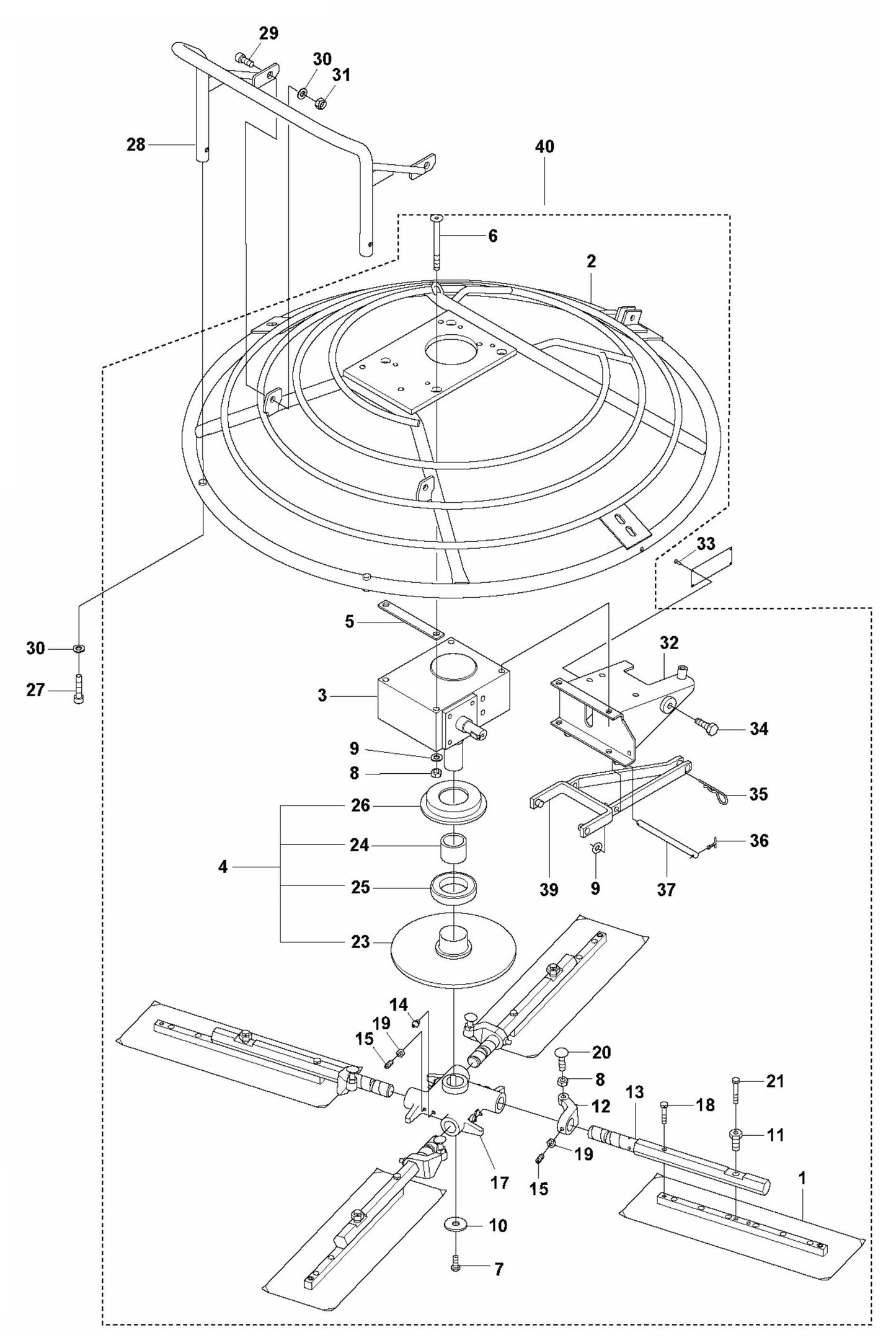 BG 475 Blade Assembly and Protective Cage Assembly Parts