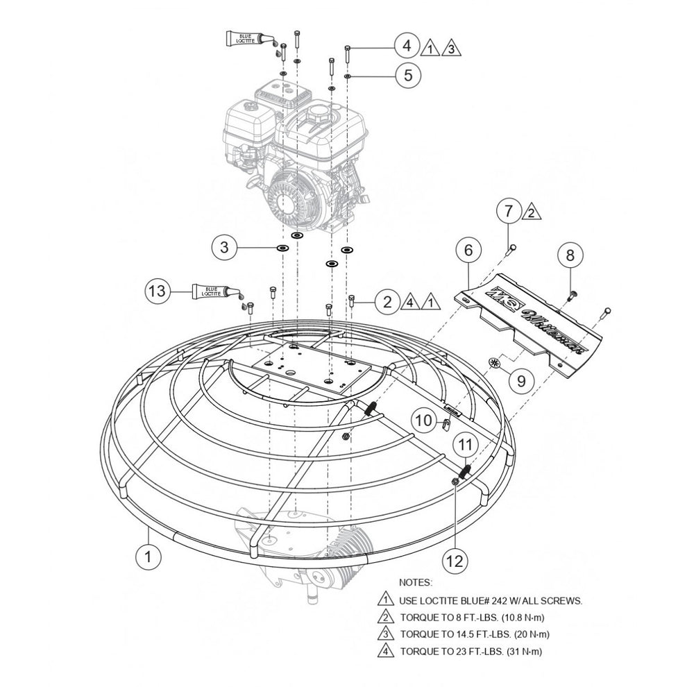 BH90C, BH11C, BS90C Guard Ring And Engine Mounting Assembly Parts