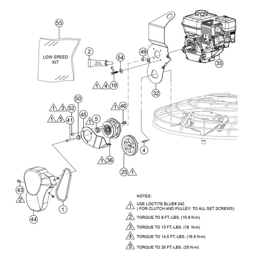 BH11C Engine And Clutch Assembly Parts for BH90C Trowels by Multiquip Whiteman