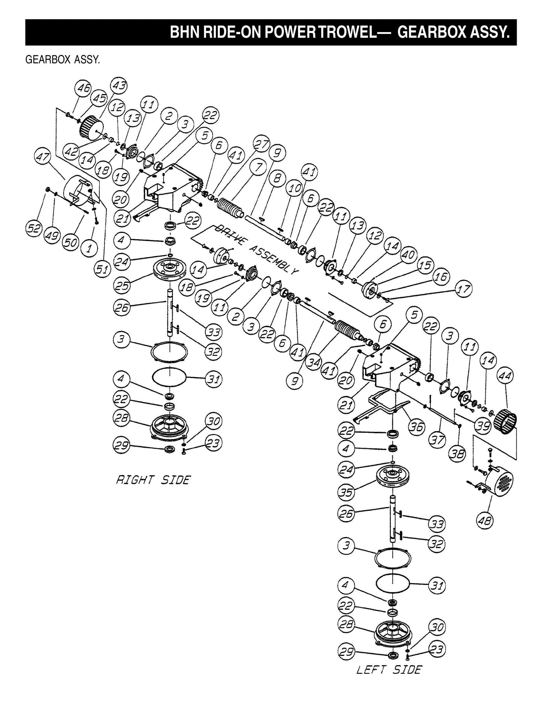 BHN Ride-on Power Trowel-Gearbox Assembly (Fig 1)