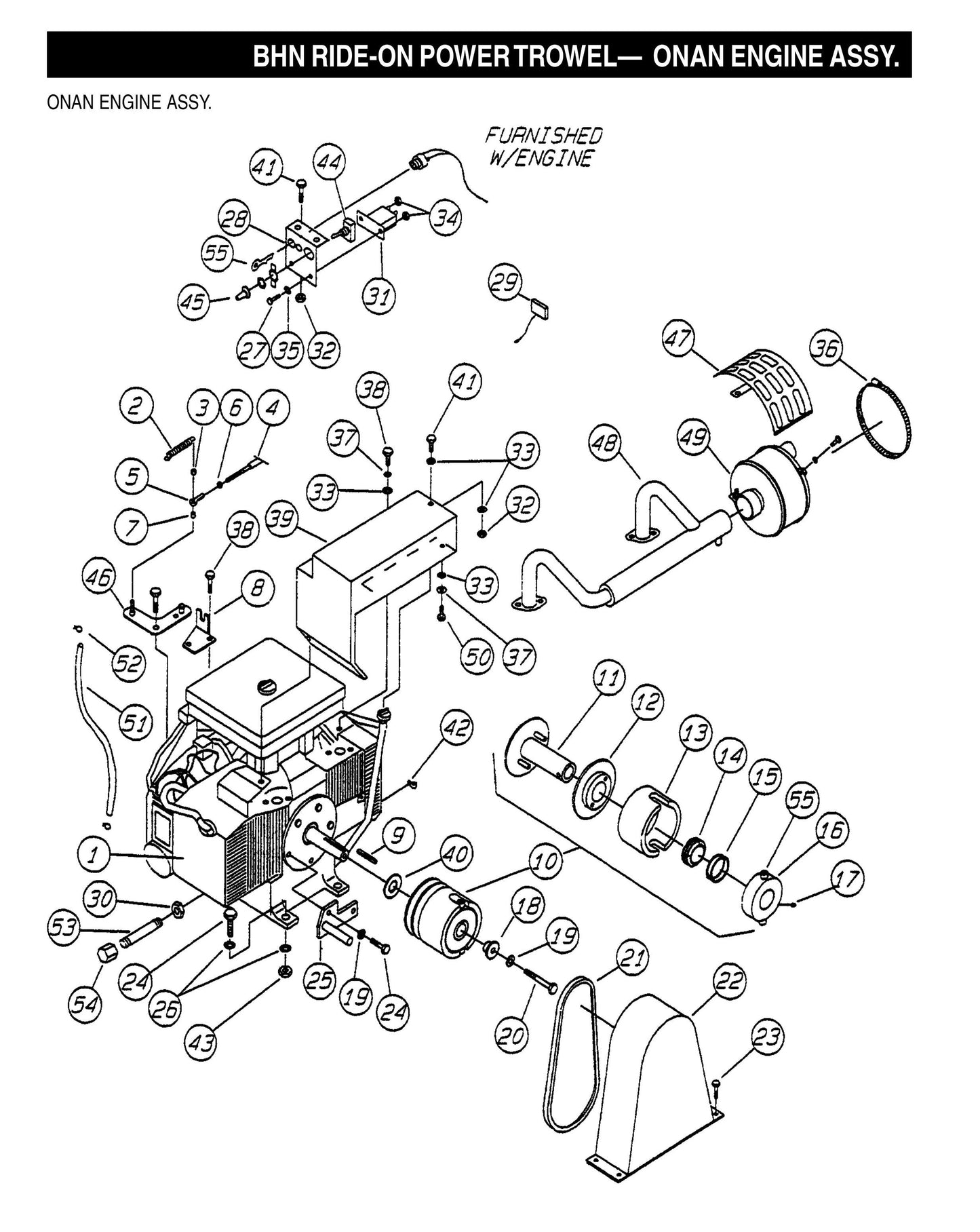 BHN Ride-on Power Trowel-Onan Engine Assembly (Fig 1)