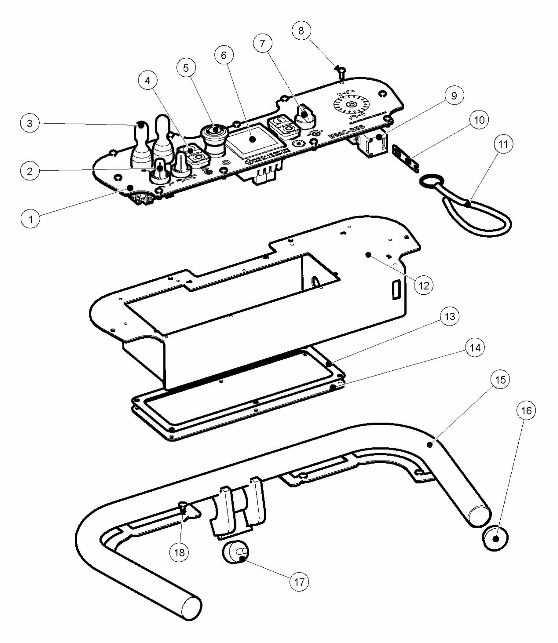 BMC 335 Steer handle, Complete Assembly Parts