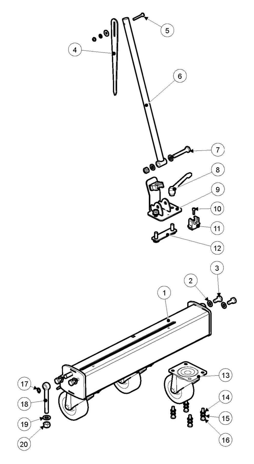 BMC 335 Front Wheel Bar Assembly Parts by Husqvarna